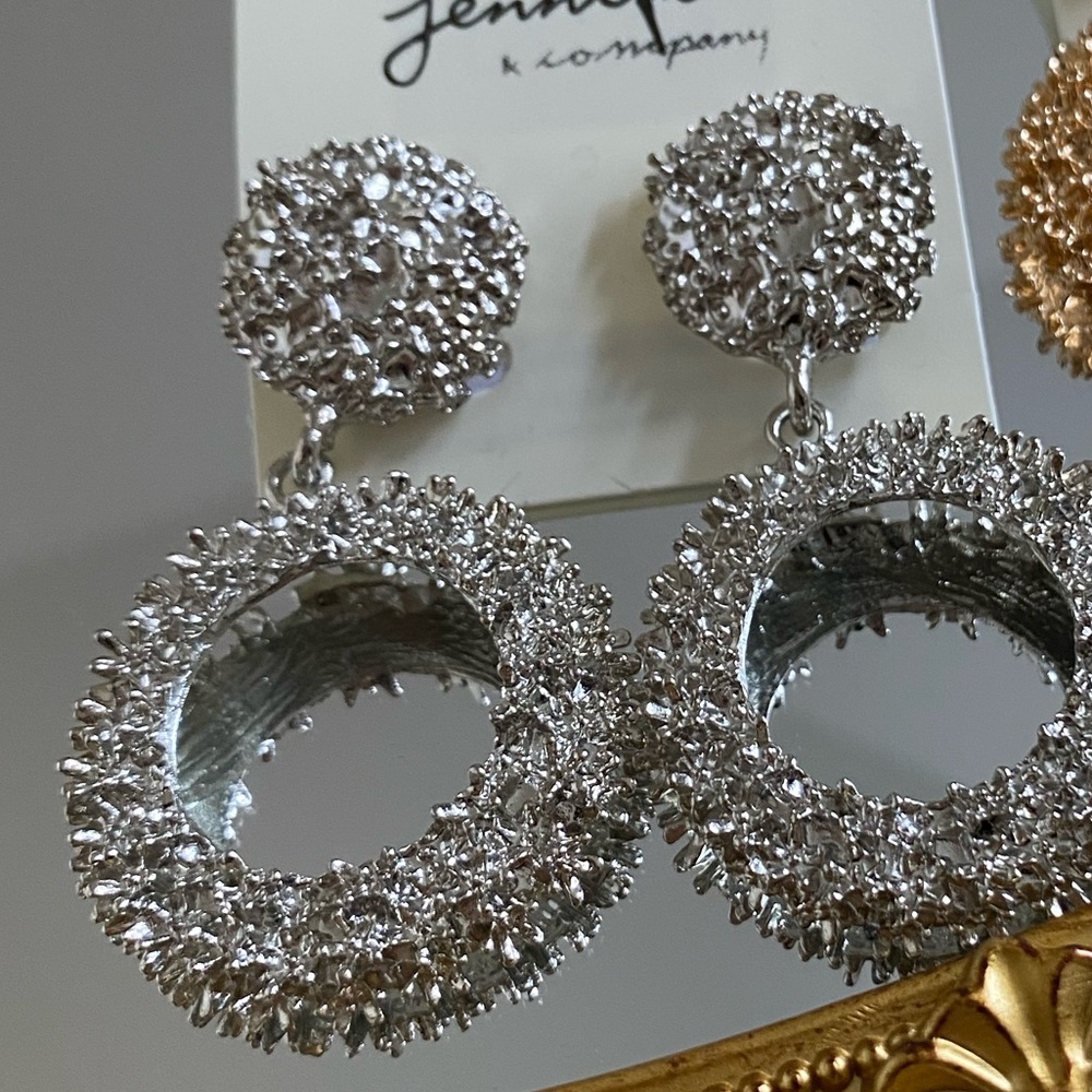 Silver Crinkle Abstract Hoops